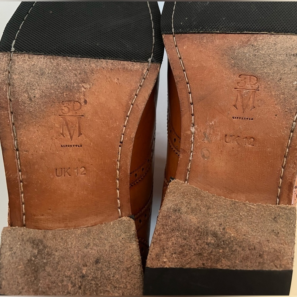 3DM Lifestyle Men's Leather Wingtip Brogue Boot Tan, size 12 - Picture 10 of 13